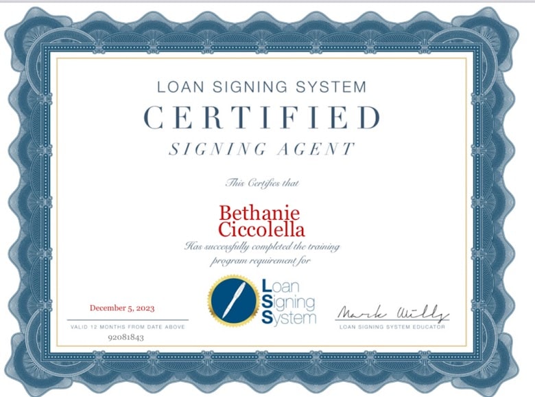 Loan Signing System Certified Signing Agent